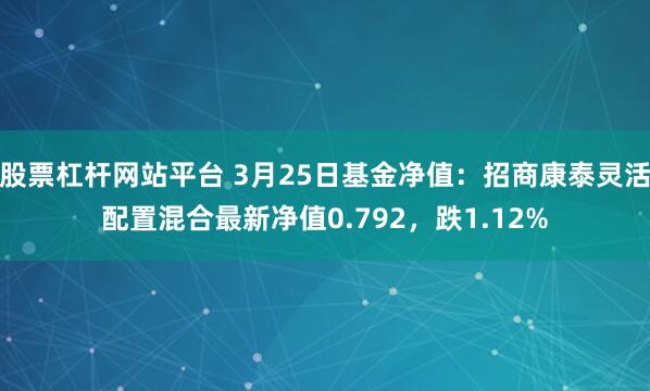 股票杠杆网站平台 3月25日基金净值：招商康泰灵活配置混合最新净值0.792，跌1.12%