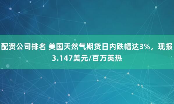 配资公司排名 美国天然气期货日内跌幅达3%，现报3.147美元/百万英热