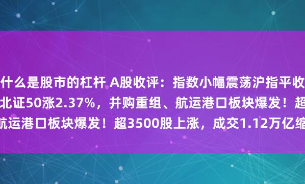 什么是股市的杠杆 A股收评：指数小幅震荡沪指平收，创业板指跌0.33%北证50涨2.37%，并购重组、航运港口板块爆发！超3500股上涨，成交1.12万亿缩量52亿